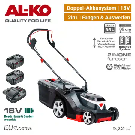 ALKO 3.22 Li Easy Doppel 18V Akku-Rasenmäher Bosch Home & Garden AL-KO EU9