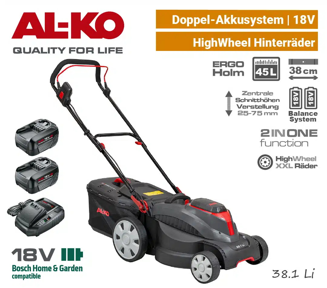 AL-KO 38.1 Li Comfort 18V Akku-Rasenmäher ALKO 38.1 Li Comfort Doppel 18V Akku-Rasenmäher Bosch-Home & Garden AL-KO EU9