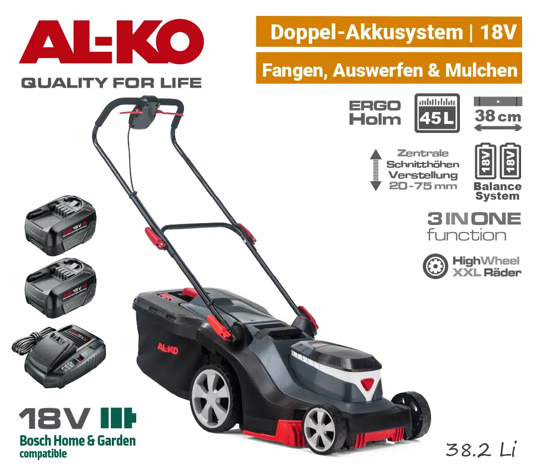 AL-KO 38.2 Li Comfort 18V Akku-Rasenmäher ALKO 38.2 Li Comfort Doppel 18V Akku-Rasenmäher Bosch-Home & Garden AL-KO EU9