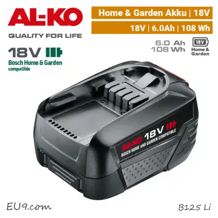 ALKO B125 Li Akku 18V Bosch Home & Garden 18 V power-for-all li-ion AL-KO B 125 Li 6 Ah 108 Wh EU9