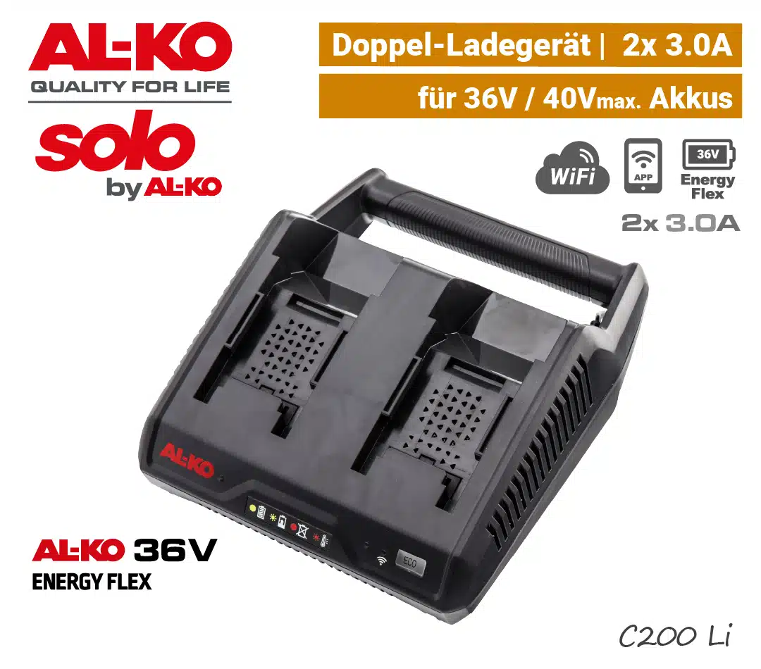 AL-KO C 200 Li Doppel-Ladegerät | 36V ALKO C 200 Li Doppel-Ladegerät 36 V 40V Akku SOLO AL-KO 36V EnergyFlex EU9