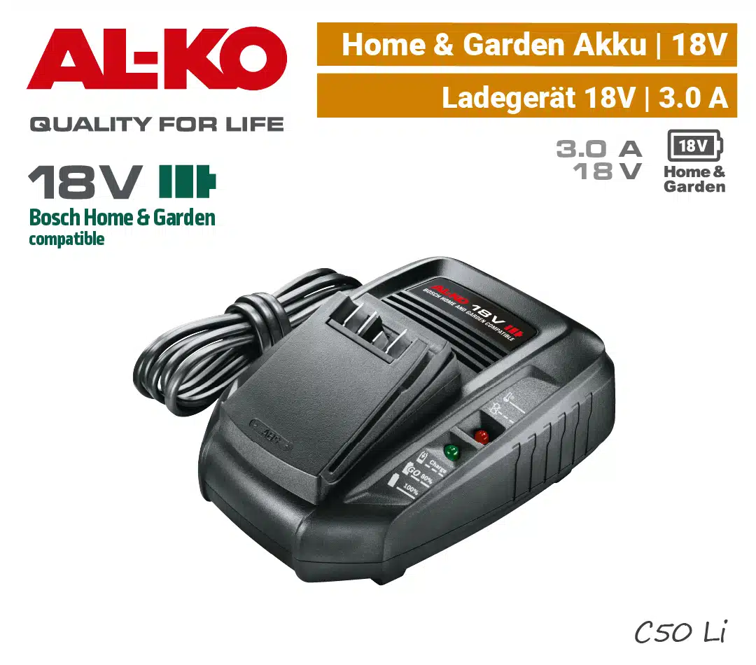 ALKO C50 Li Ladegerät 18V ALKO C50 Li Ladegerät 18V Akku Bosch Home & Garden 18 V Power-for-all C 50 li-ion AL-KO EU9