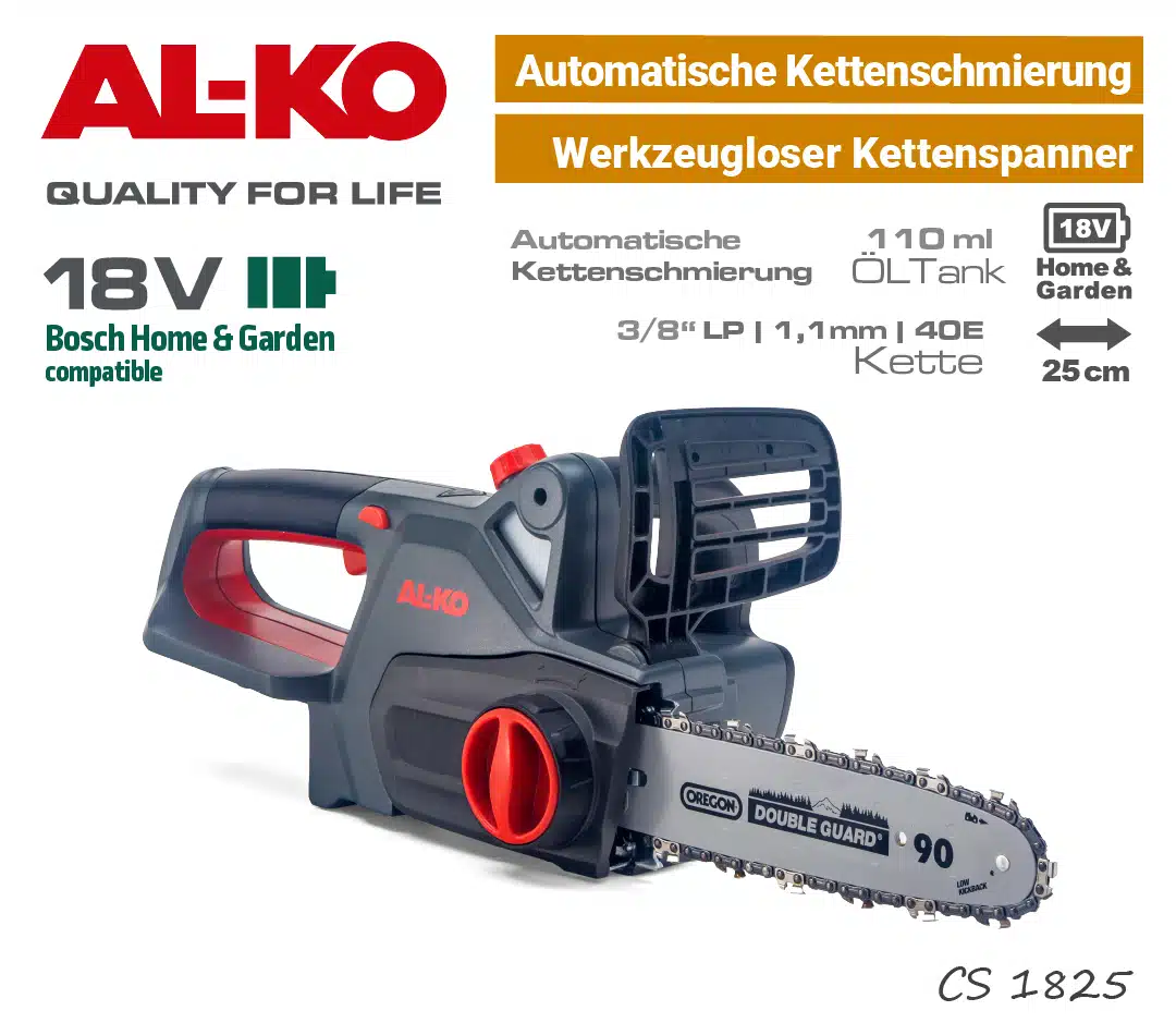 ALKO CS 1825 Akku-Kettensäge 18V ALKO CS 1825 Akku-Motorsäge Akku-Kettensäge 18V Bosch Home & Garden Power-For-All 18 V EU9