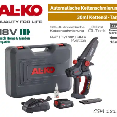 ALKO CSM 1815 Akku-Mini-Kettensäge Motorsäge 18V Bosch Home & Garden Power-For-All EU9