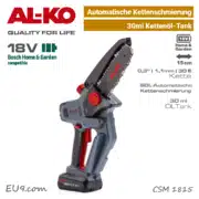 ALKO CSM 1815 Akku Mini Kettensäge Motorsäge 18V EU9