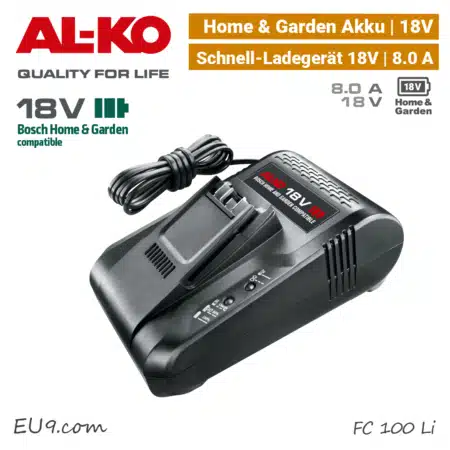 ALKO FC 100 Li Schnell-Ladegerät Akku 8A 18V Bosch Home & Garden 18 V power-for-all AL-KO EU9