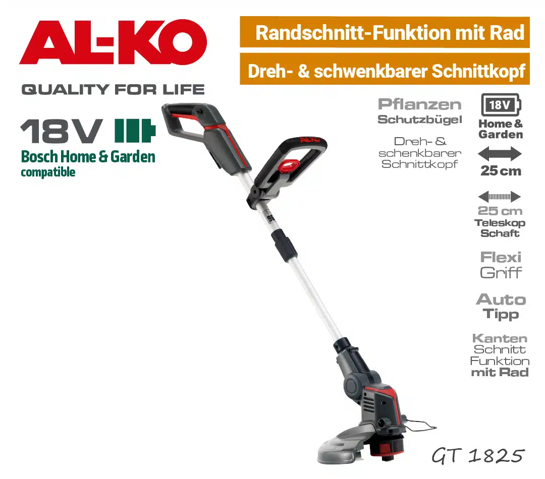 ALKO GT 1825 Akku-Rasentrimmer 18V Bosch Home & Garden ALKO GT 1825 Akku-Trimmer Rasentrimmer 18V Bosch Home & Garden Power-For-All EU9