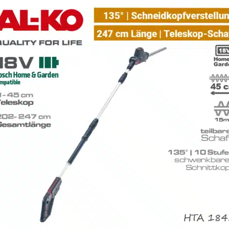 ALKO HTA 1845 Akku-Hoch-Heckenschere Teleskop 18V Bosch Home & Garden Power-For-All EU9