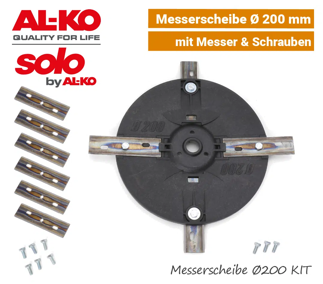 ALKO-SOLO Messerscheibe 200 mm ALKO-SOLO Messerscheibe 200 mm Messerteller Robolinho 300 E 450 W 500 W Klingen Teller EU9