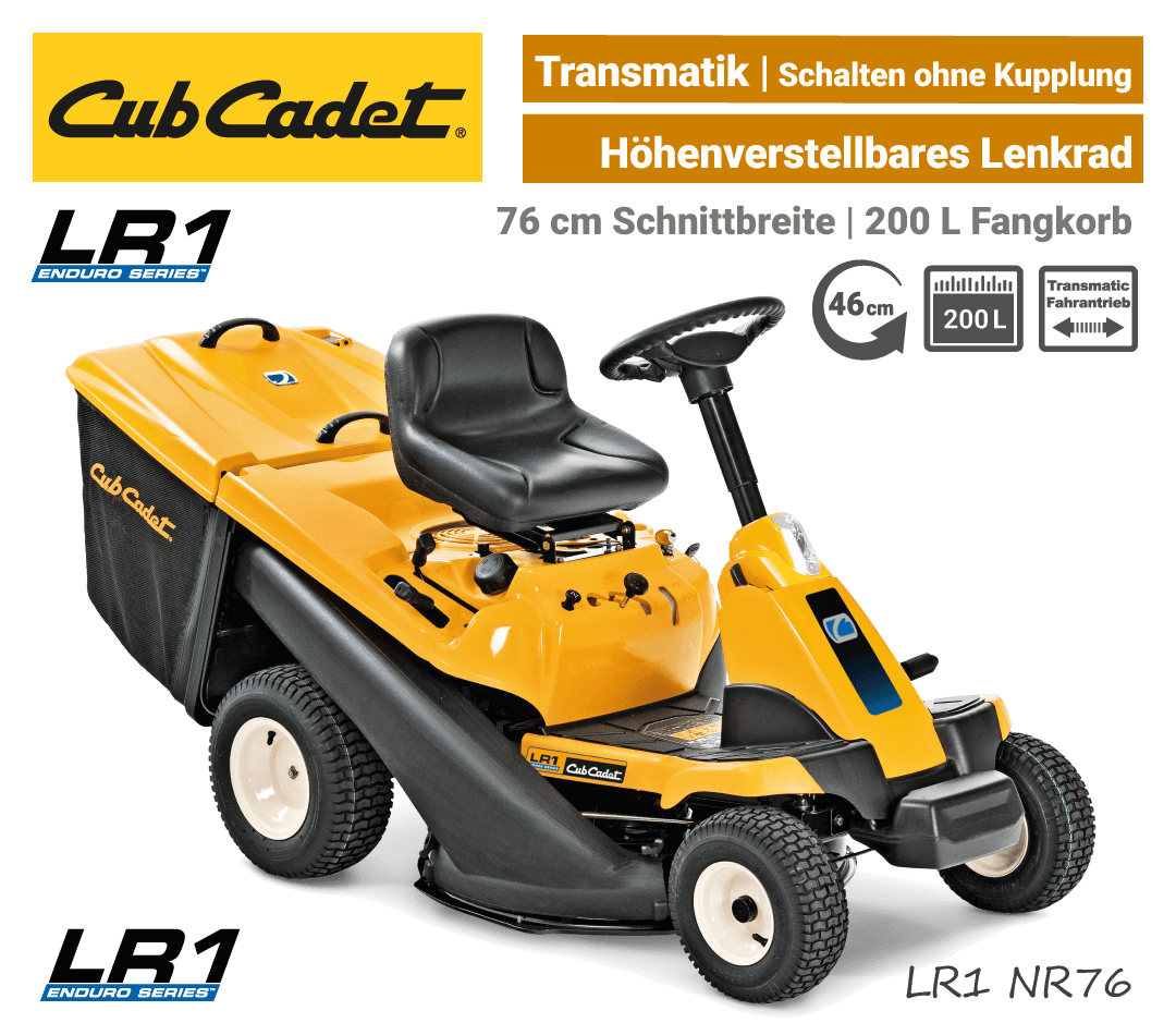 Cub Cadet LR1 NR76 Transmatic Aufsitzmäher Cub Cadet LR1 NR76 Transmatic Aufsitzmäher Mini-Rider EU9