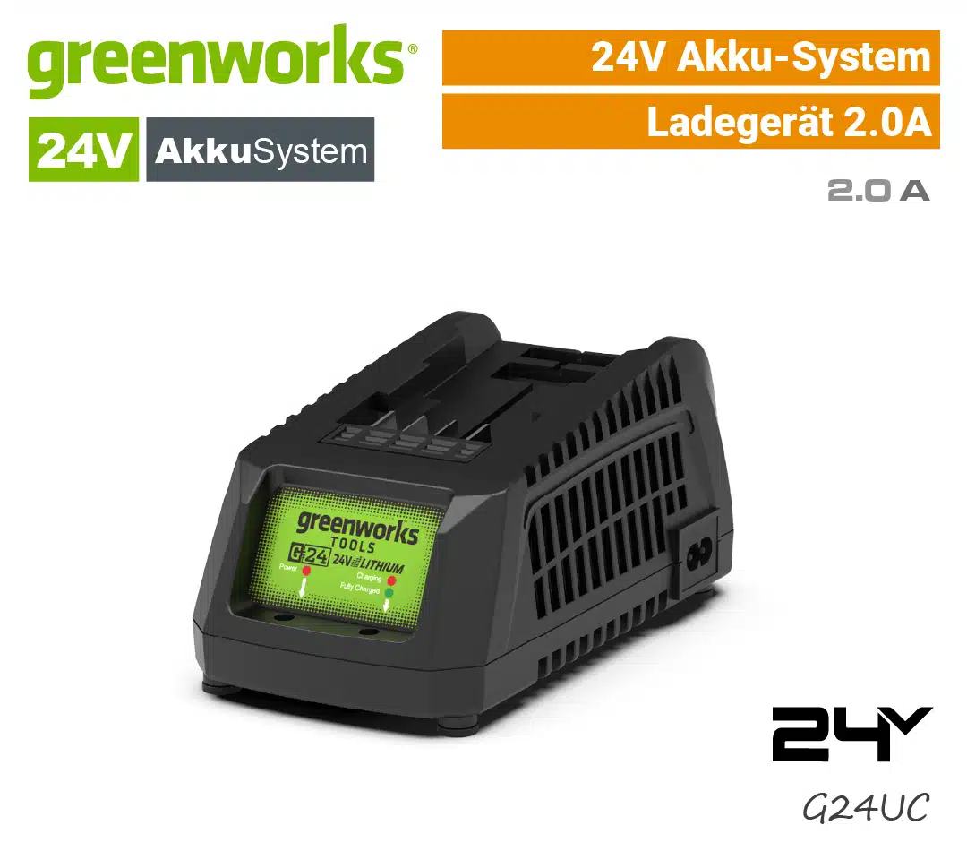 Greenworks 24V Ladegerät 2A | G24UC Greenworks 24V Ladegerät 2A 2.0A G24UC EU9