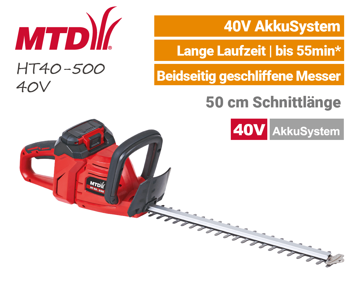 MTD HT40-500 40V Akku-Heckenschere MTD HT 40-500 40V Akku-Heckenschere 40 Volt EU9