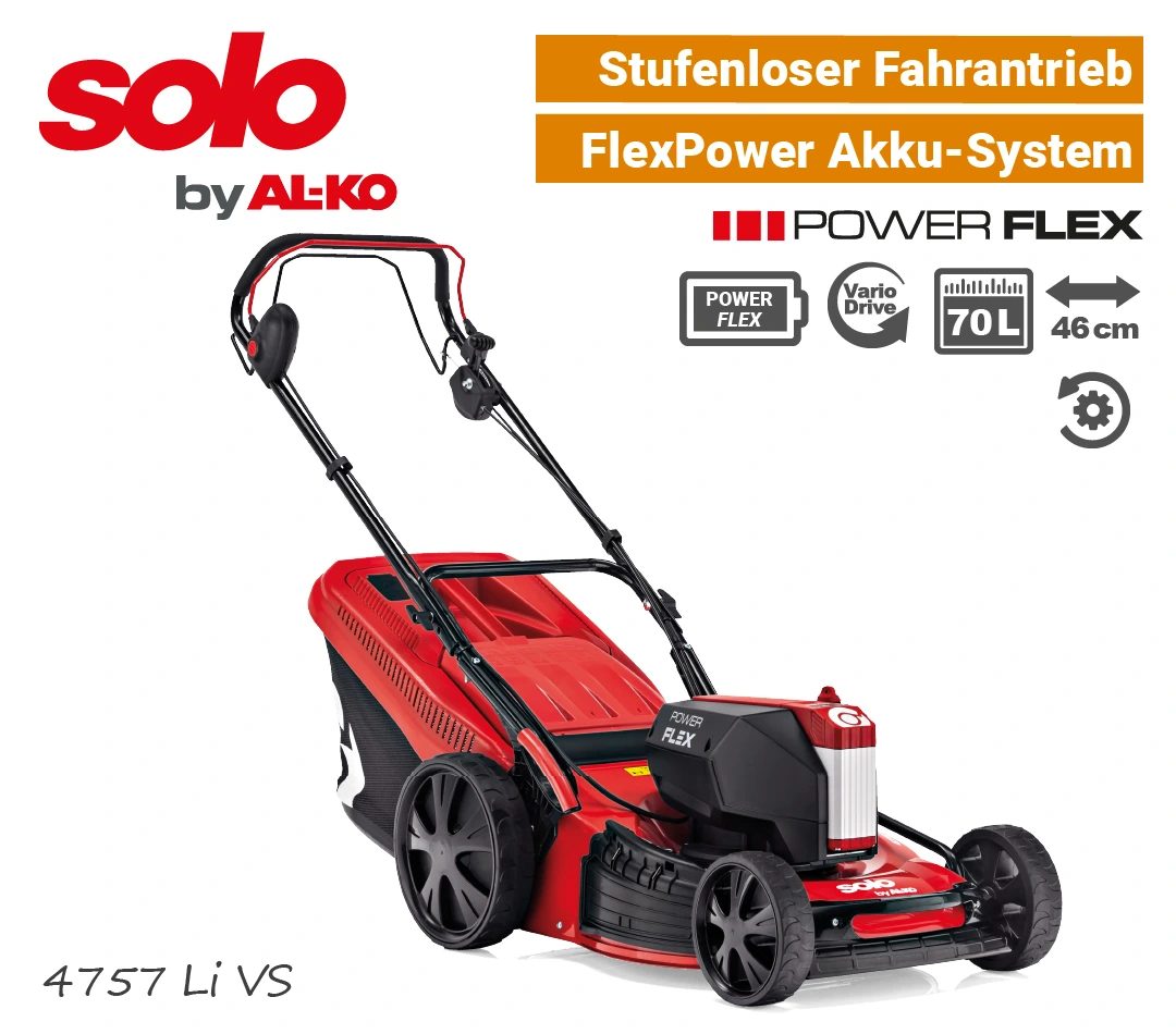 SOLO by AL-KO 4757 Li VS Akku-Rasenmäher SOLO 4757 Li VS Akku-Rasenmäher PowerFlex ALKO Rad-Antrieb EU9