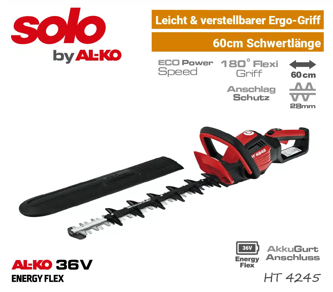 SOLO HT 4245 Akku-Heckenschere 36V SOLO ALKO HT 4245 Akku-Heckenschere 36V EnergyFlex 40V Heckenschneider EU9
