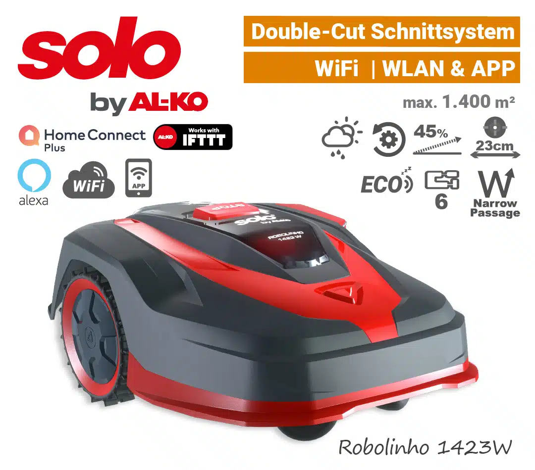 SOLO Robolinho 1423W SOLO Robolinho 1423 W ALKO Mähroboter Rasenroboter WiFi WLAN-Smarthome Rechts EU9