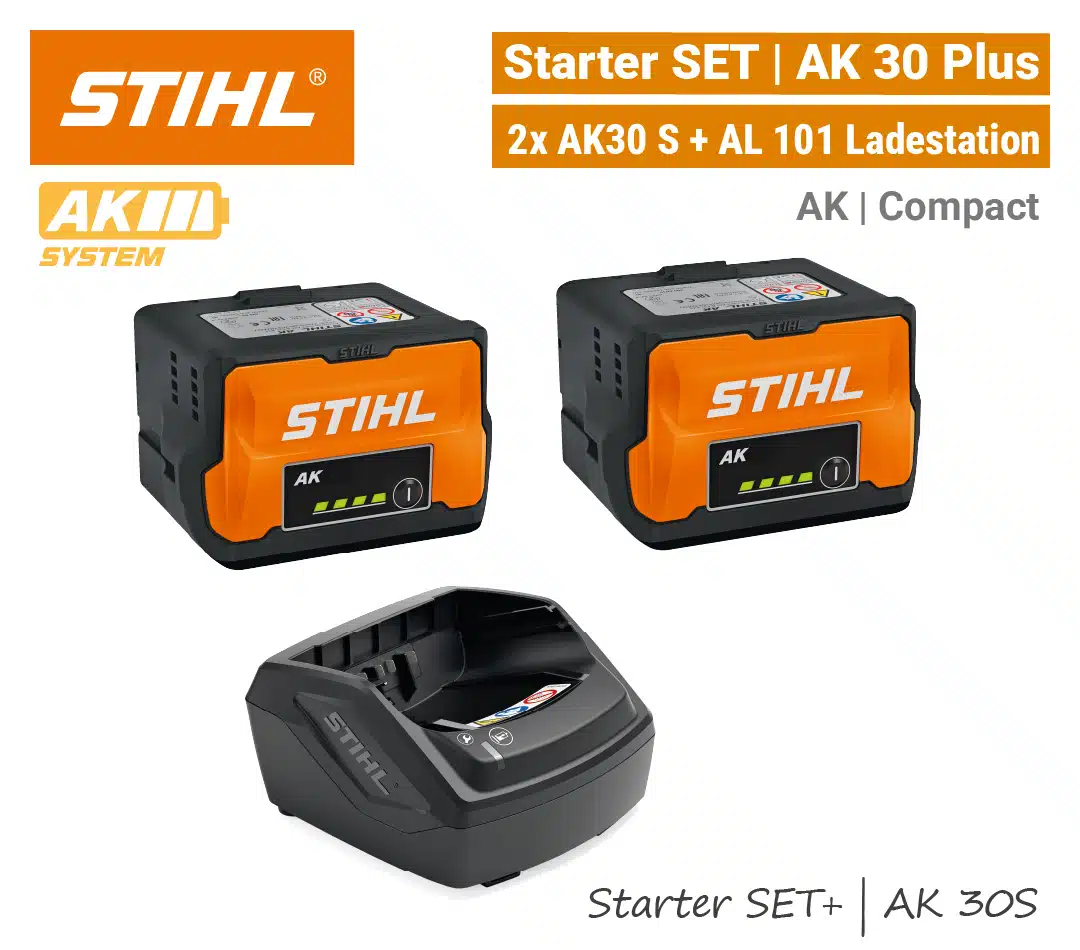 STIHL Starter SET Plus | 2x AK 30 S + AL101 STIHL Starter SET Plus | 2x AK 30 S Akku + AL101 Ladegerät