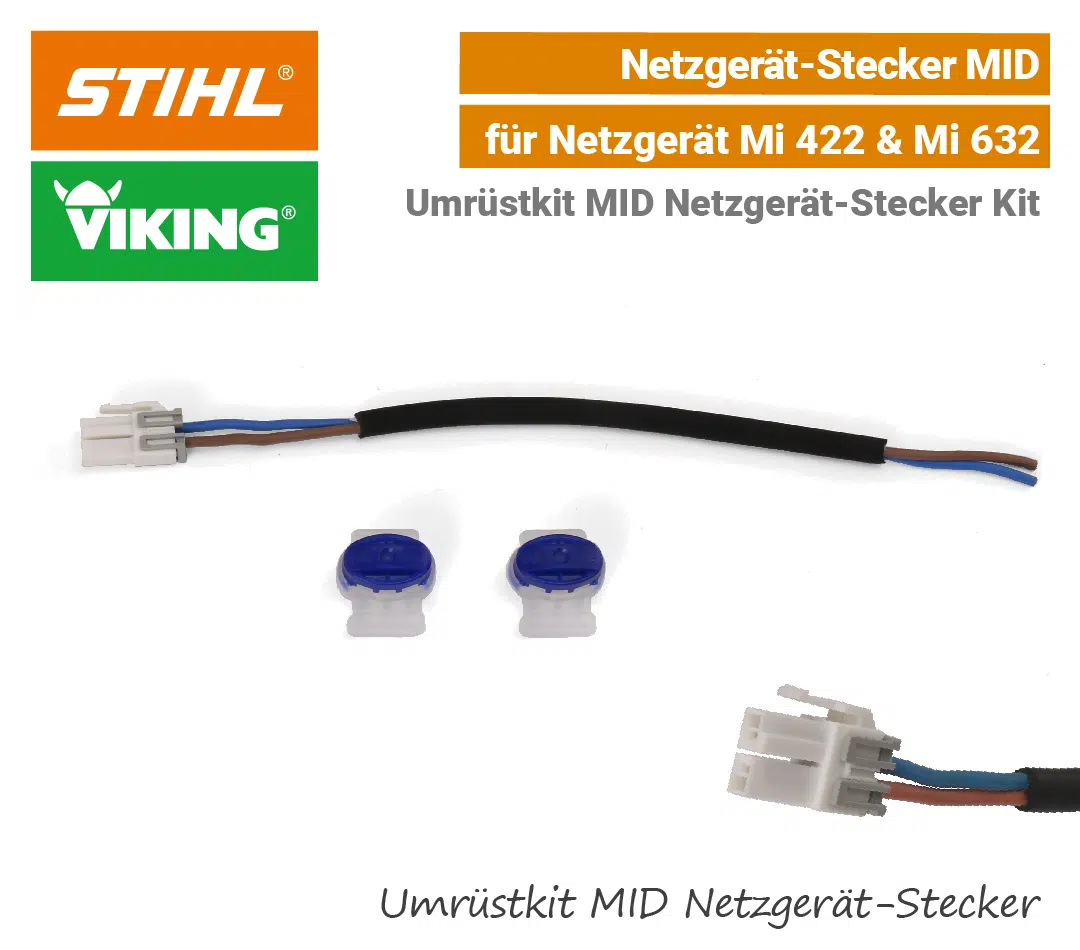 STIHL Viking Netzgerät Ladegerät MID-Stecker Umrüstkit STIHL Viking Netzgerät Ladegerät MID-Stecker Umrüstkit 2-polig Mi 422 Mi 632