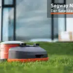 Segway Navimow H Satelliten Rasenroboter vor Haus Fenster im Rasen EU9