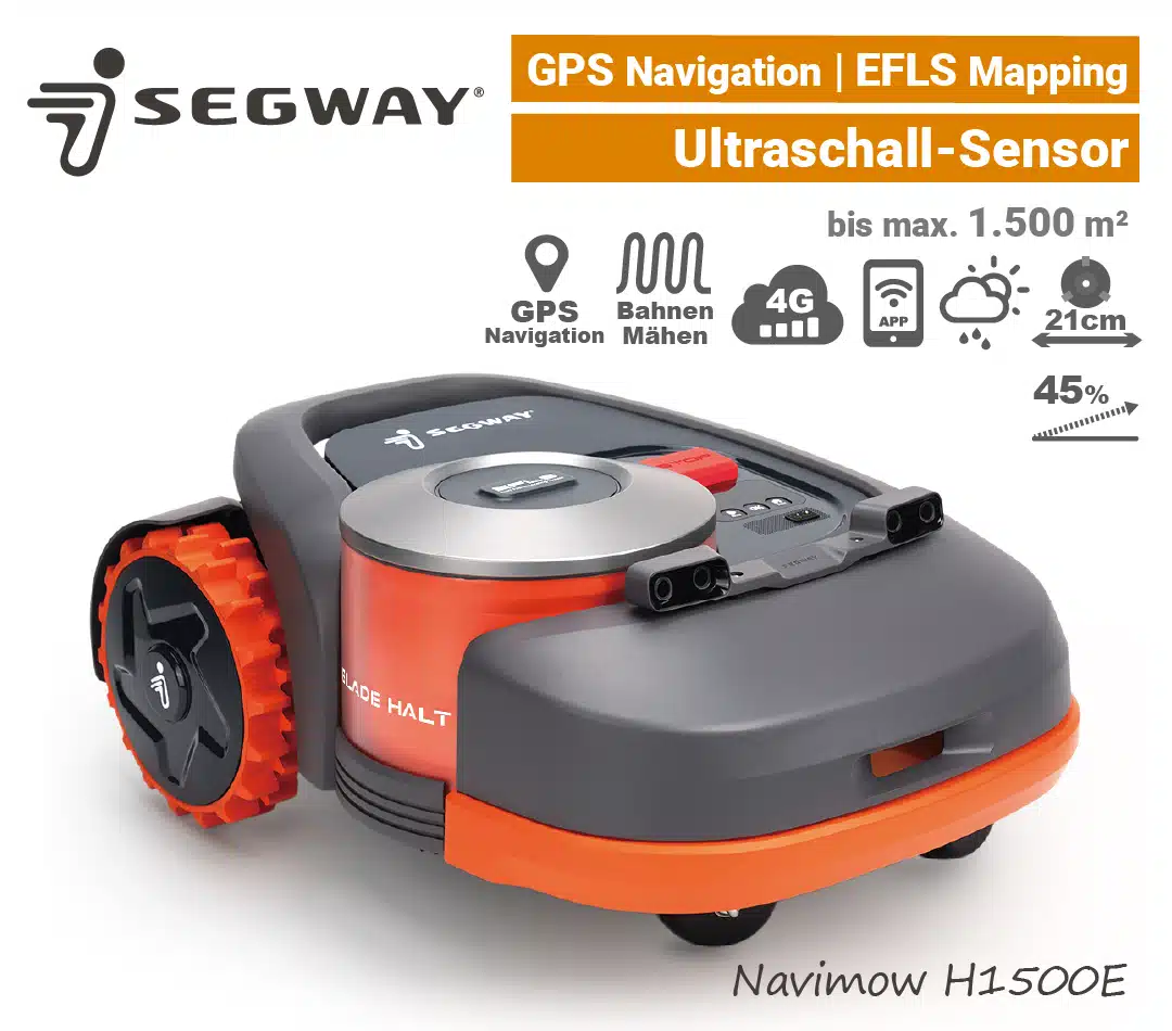 Segway Navimow H1500E Ultraschall Segway Navimow H1500E Ultraschall-Sensor GPS RTK Rasenroboter GNSS Satelliten 4G EU9 950