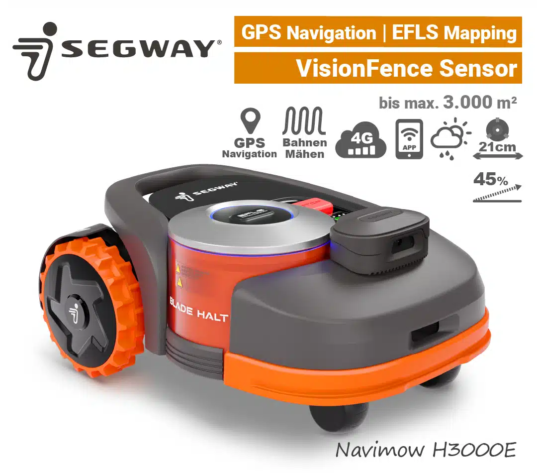 Segway Navimow H3000E-VF VisionFence Segway Navimow H3000E-VF VisionFence Kamera GPS RTK Rasenroboter GNSS Satelliten 4G EU9