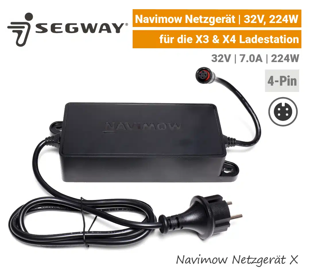 Segway Navimow Netzgerät X | 224W | für die X3 X4 Ladestation Segway Navimow Netzgerät X X3 X4 32V 7A 224W Netzteil Ladegerät Ladestation X 4-Pin EU9
