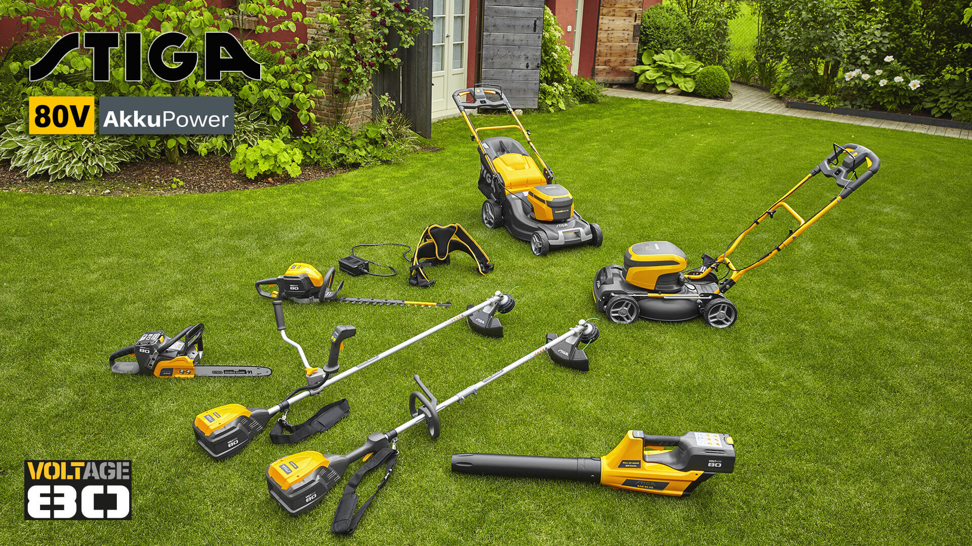 Stiga 80V AkkuPower - 80 Voltage - Akku-Gartengeräte Akku-Rasenmäher Akku-Heckenschere Range Stiga 80V AkkuPower - 80 Voltage - Akku-Gartengeräte Akku-Rasenmäher Akku-Heckenschere Range EU9