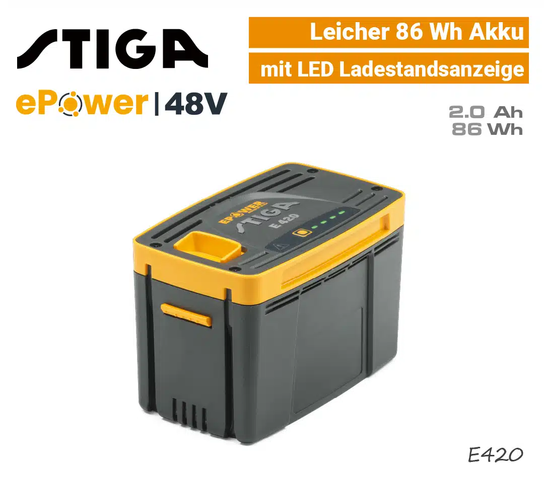 Stiga E420 Akku 2Ah ePower 48V Stiga E 420 Akku 2 Ah ePower 48V E420 gelb EU9