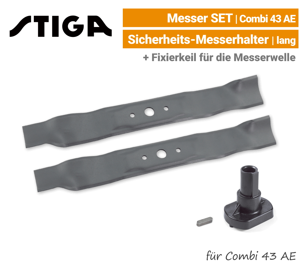 Stiga Messer Combi 43 AE Stiga Messer Combi 43 AE Ersatzmesser mit Messerhalter lang 80V EU9