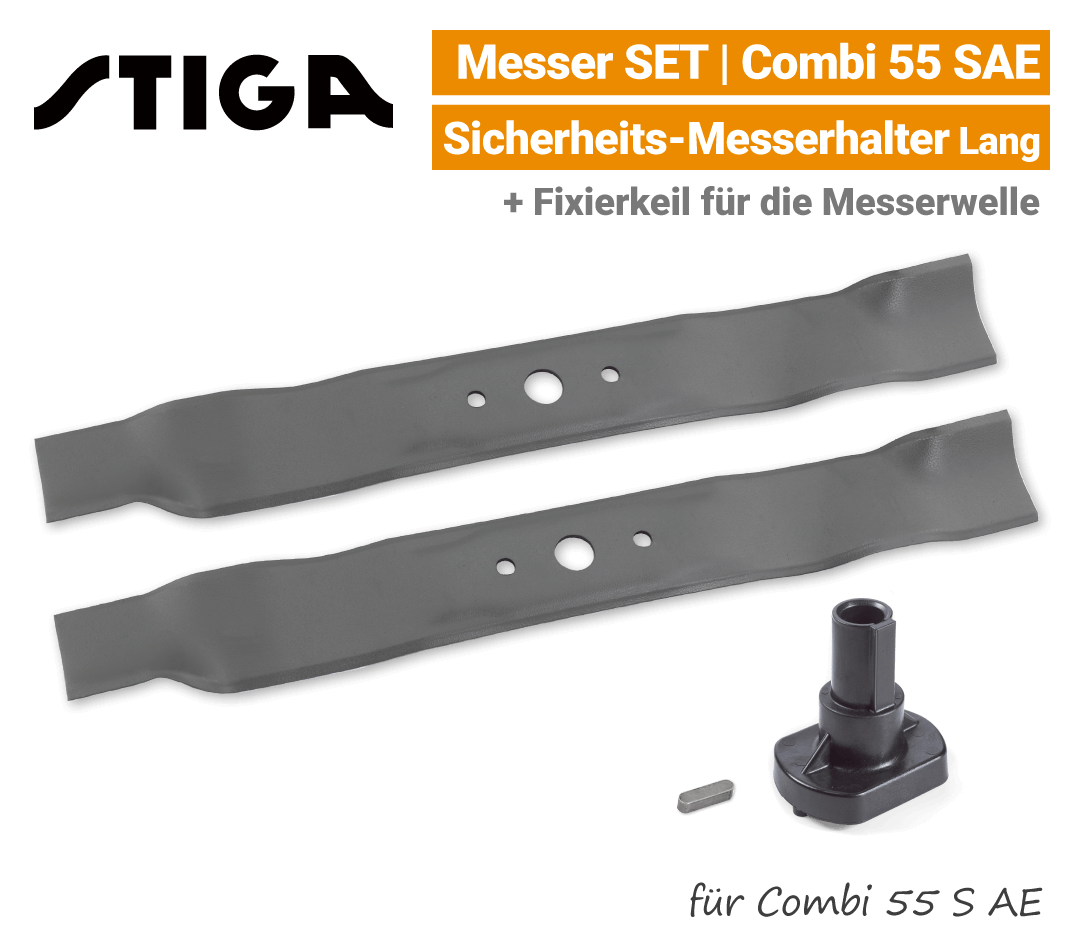 Stiga Messer Combi 55 S AE 80V Stiga Messer Combi 55 S AE mit Messerhalter lang Ersatzmesser 80V EU9