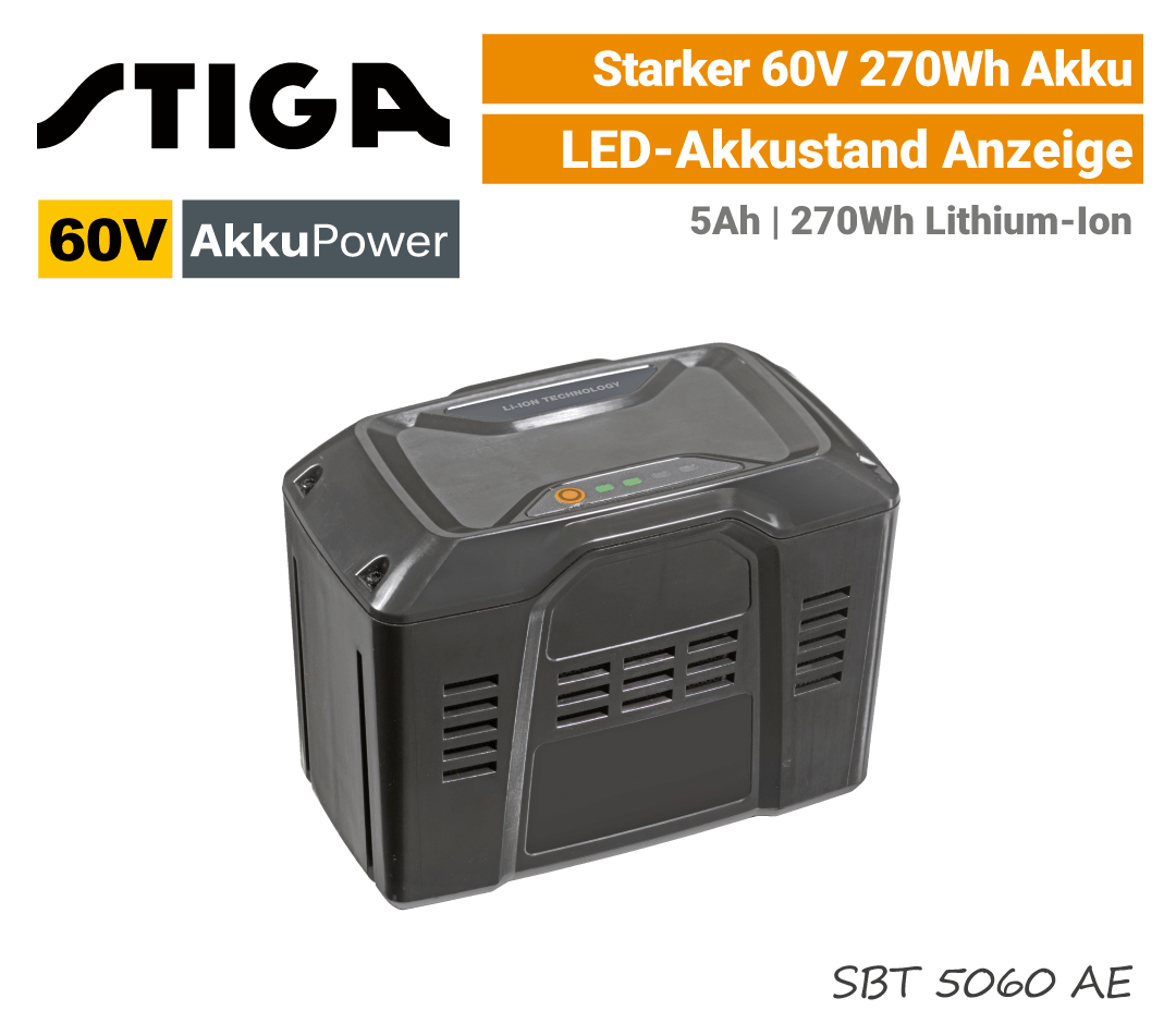 Stiga SBT 5060 AE 60V Akku Stiga SBT 5060 AE Akku 5Ah 60V Serie EU9