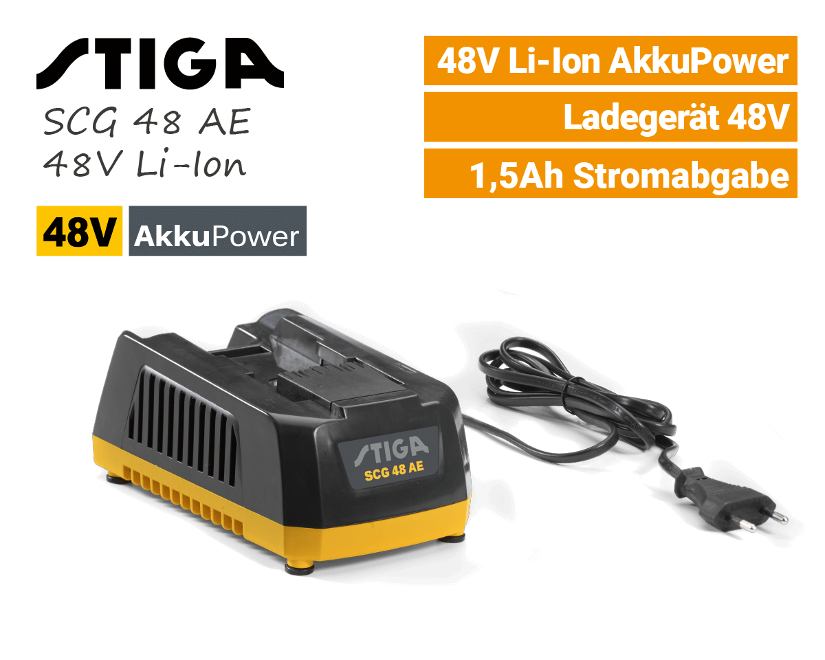 Stiga SCG 48 AE 48V Li-Ion Ladegerät Stiga SCG 48 AE 48V Li-Ion Ladegerät 48-Volt EU9