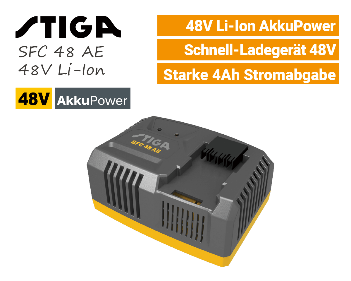 Stiga SFC 48 AE 48V Li-Ion Schnellladegerät Stiga SFC 48 AE 48V Li-Ion Schnell-Ladegerät 48 Volt EU9