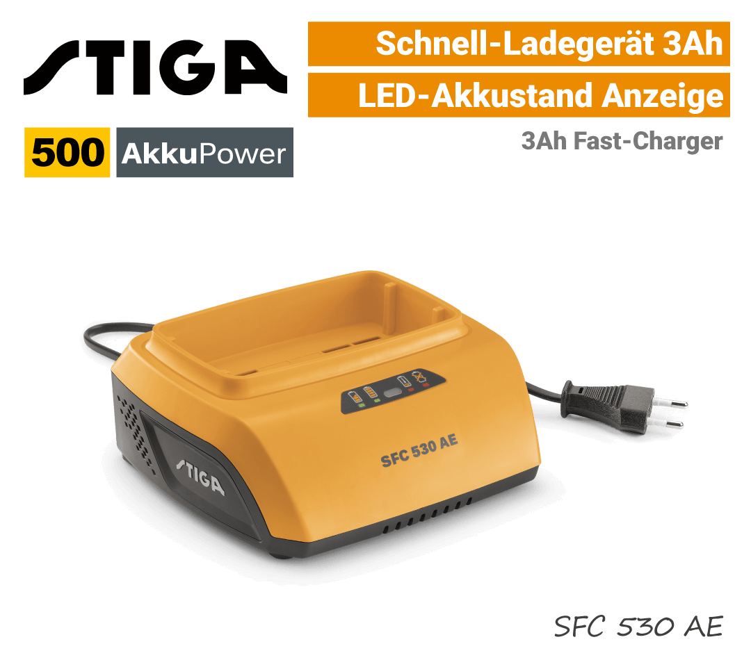 Stiga SFC 530 Schnell-Ladegerät 3Ah Stiga SFC 530 Schnell-Ladegerät 3Ah 500 AkkuPower EU9