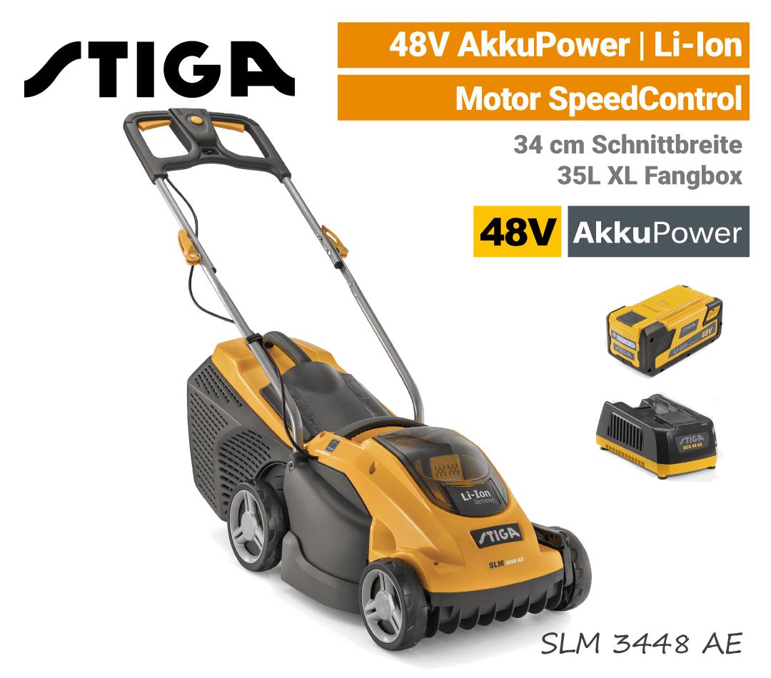 Stiga SLM 3448 AE 48V Stiga SLM 3448 AE 48V Akku-Rasenmäher 48 Volt EU9