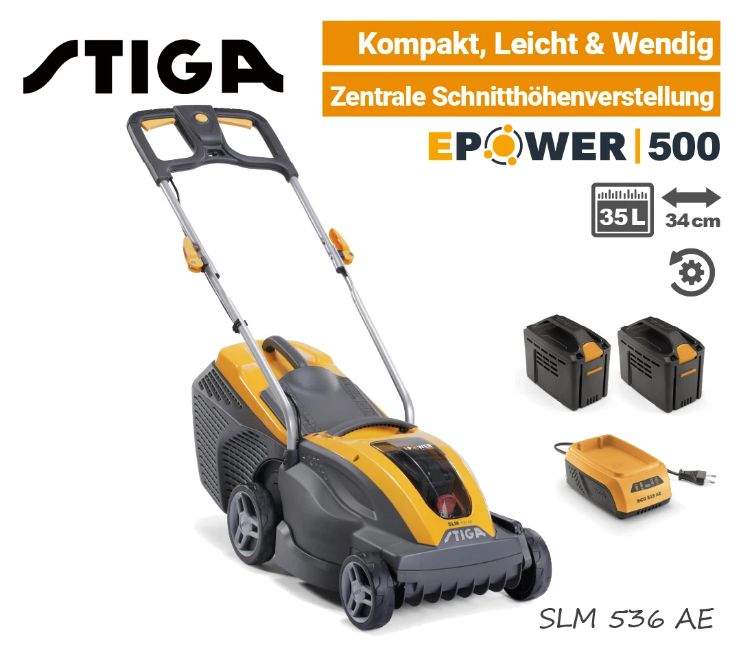 Stiga SLM 536 AE Stiga SLM 536 AE Akku-Rasenmäher EPower 500 EU9