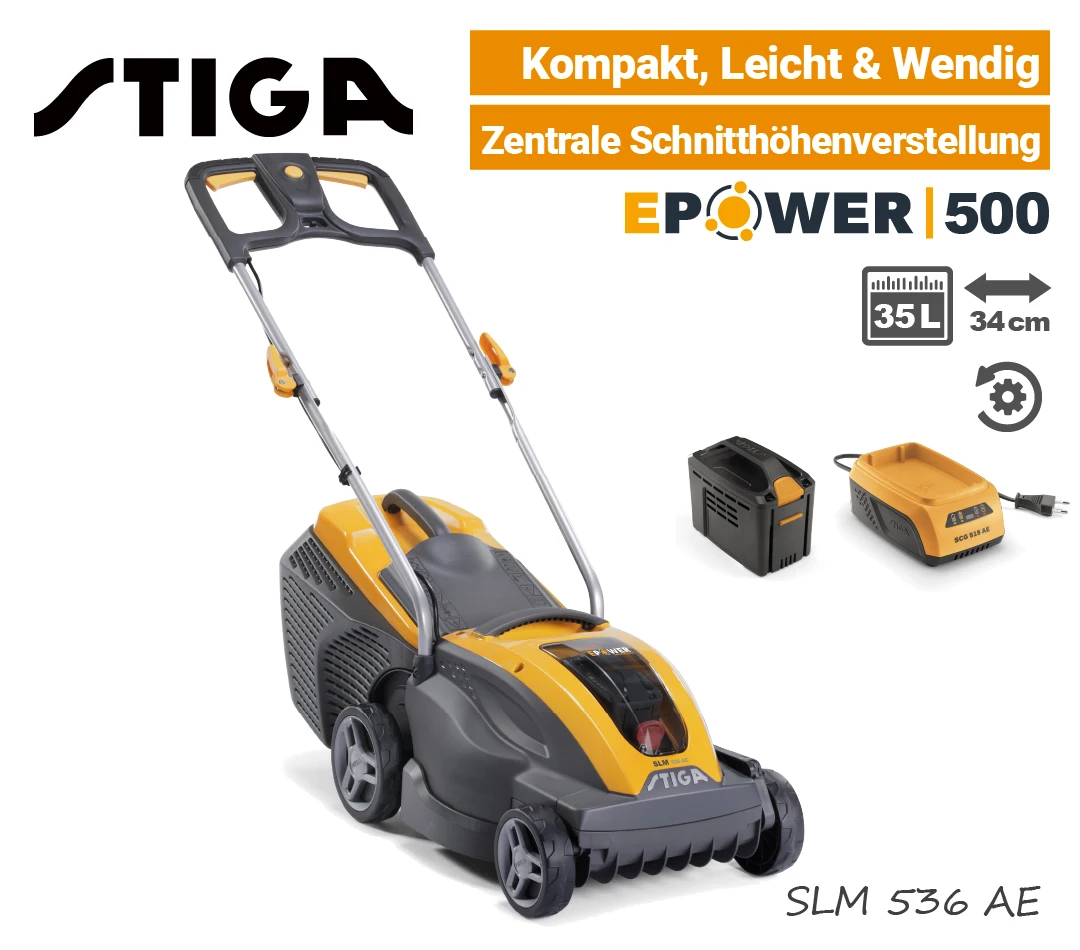 Stiga SLM 536 AE Stiga SLM 536 AE Akku-Rasenmäher EPower 500 EU9
