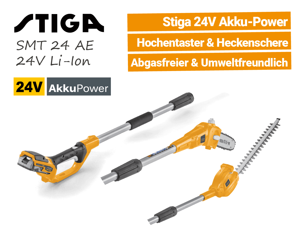 Stiga SMT 24 AE 24V Akku MultiTool Stiga SMT 24 AE 24V Akku Hochentaster Heckenschere MultiTool EU9
