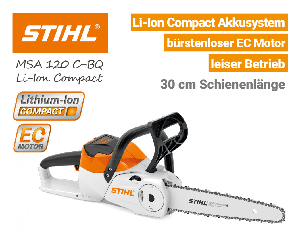 Stihl MSA 120 C-BQ Akku-Kettensäge Motorsäge Li-Ion Compact EU9 Stihl MSA 120 C-BQ Akku-Kettensäge Motorsäge Lithium-Ion Compact EU9
