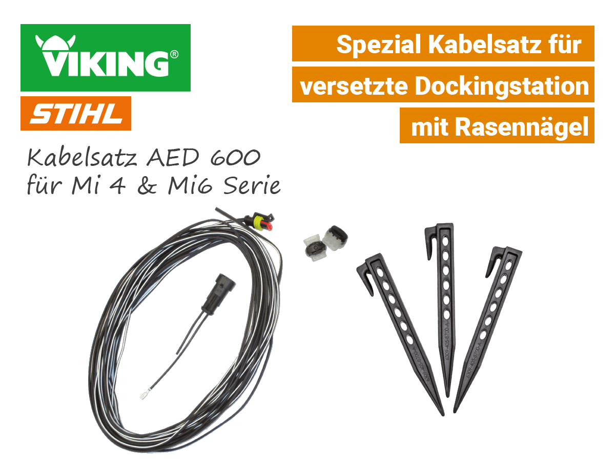 Stihl-Viking AED 600 Kabelsatz für versetzte Dockingstation iMow Mi422 Mi632 Stihl-Viking AED 600 Kabelsatz für versetzte Dockingstation Ladestation IMow Mi 422 Mi 632 EU9