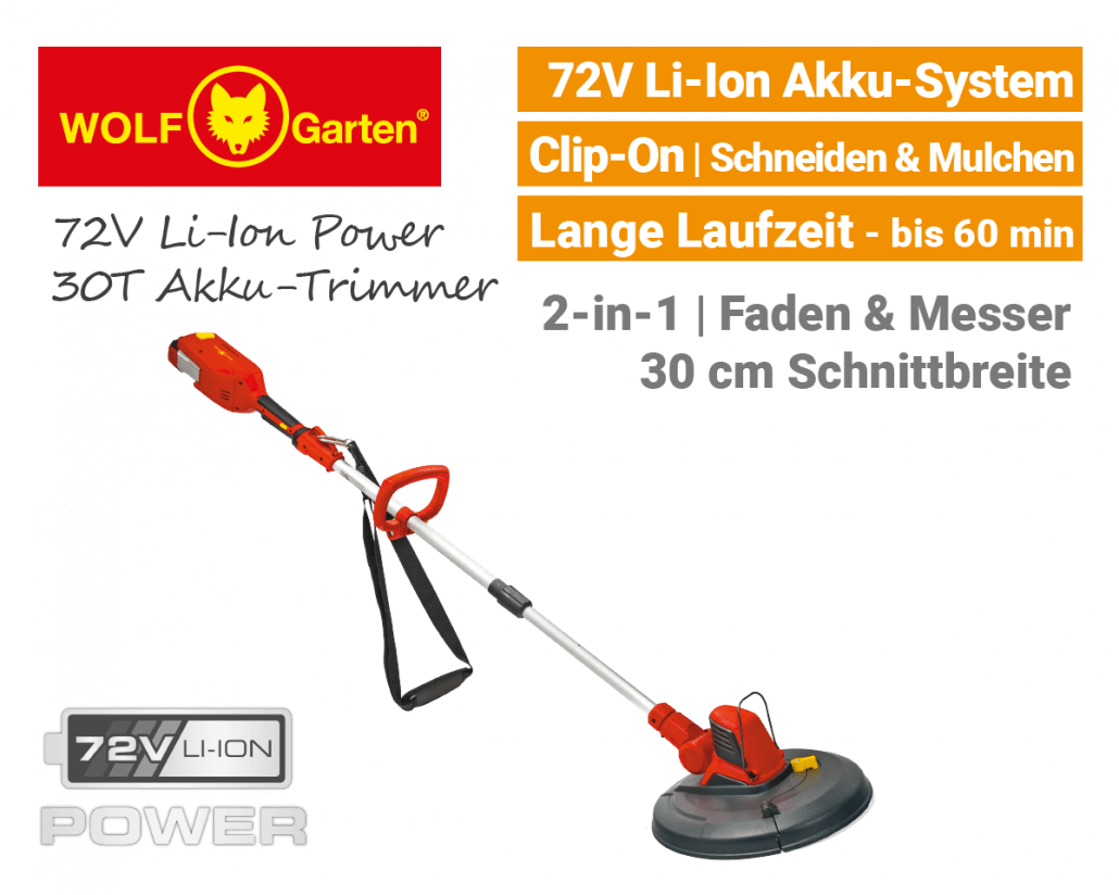 Wolf-Garten 72V Li-Ion Power 30 T Akku-Trimmer Wolf-Garten 72V Li-Ion Power 30T Akku-Trimmer EU9