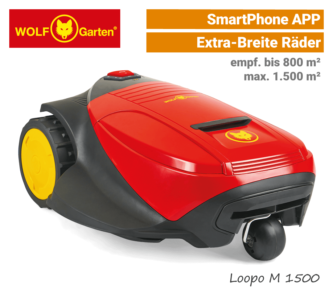 Wolf Loopo M1500 Wolf-Garten Loopo M 1500 Mähroboter-Rasenroboter SmartPhone-APP EU9