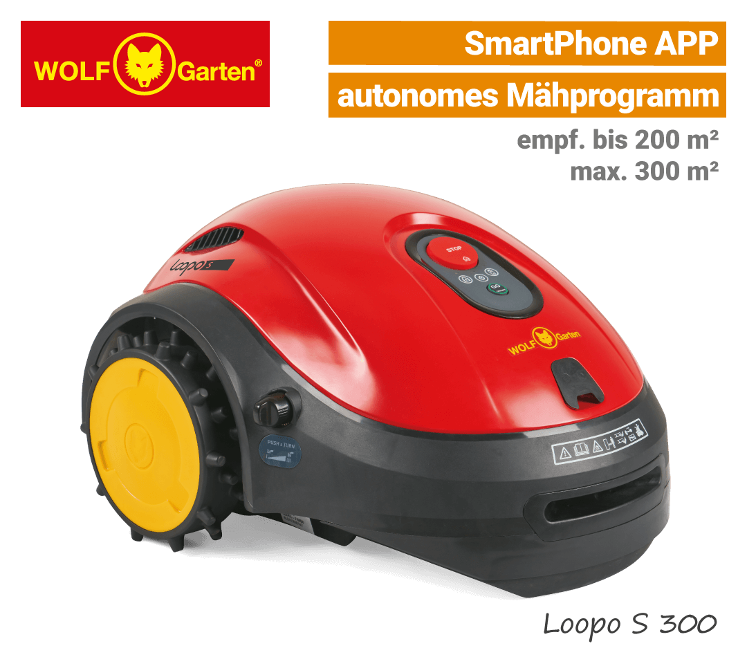 Wolf Loopo S300 Wolf-Garten Loopo S 300 Mähroboter-Rasenroboter SmartPhone-APP EU9